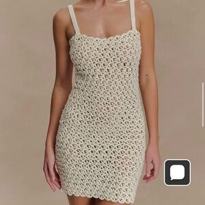 Meshki Hand Crochet Pearl Mini Dress - Ivory